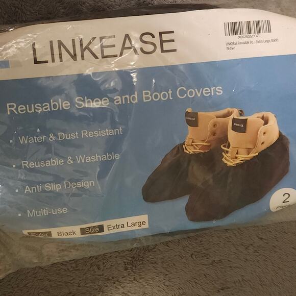 BLACK FRIDAY SALE - Black Reusable Shoe Boot Covers, PKOf 2 Sz. XL/ Sz. 14 Men's - Picture 1 of 7